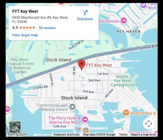 Google Map and link to Fyt Key West in for directions
